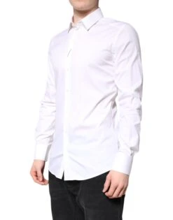 Dolce & Gabbana White Cotton GOLD Dress Formal Collared Men's Shirt 7 Dolce & Gabbana White Cotton GOLD Dress Formal Collared Men's Shirt -Lux Lair Store 7010279