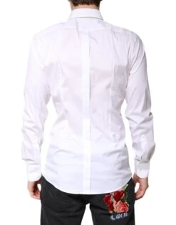 Dolce & Gabbana White Cotton GOLD Dress Formal Collared Men's Shirt 8 Dolce & Gabbana White Cotton GOLD Dress Formal Collared Men's Shirt -Lux Lair Store 7010280