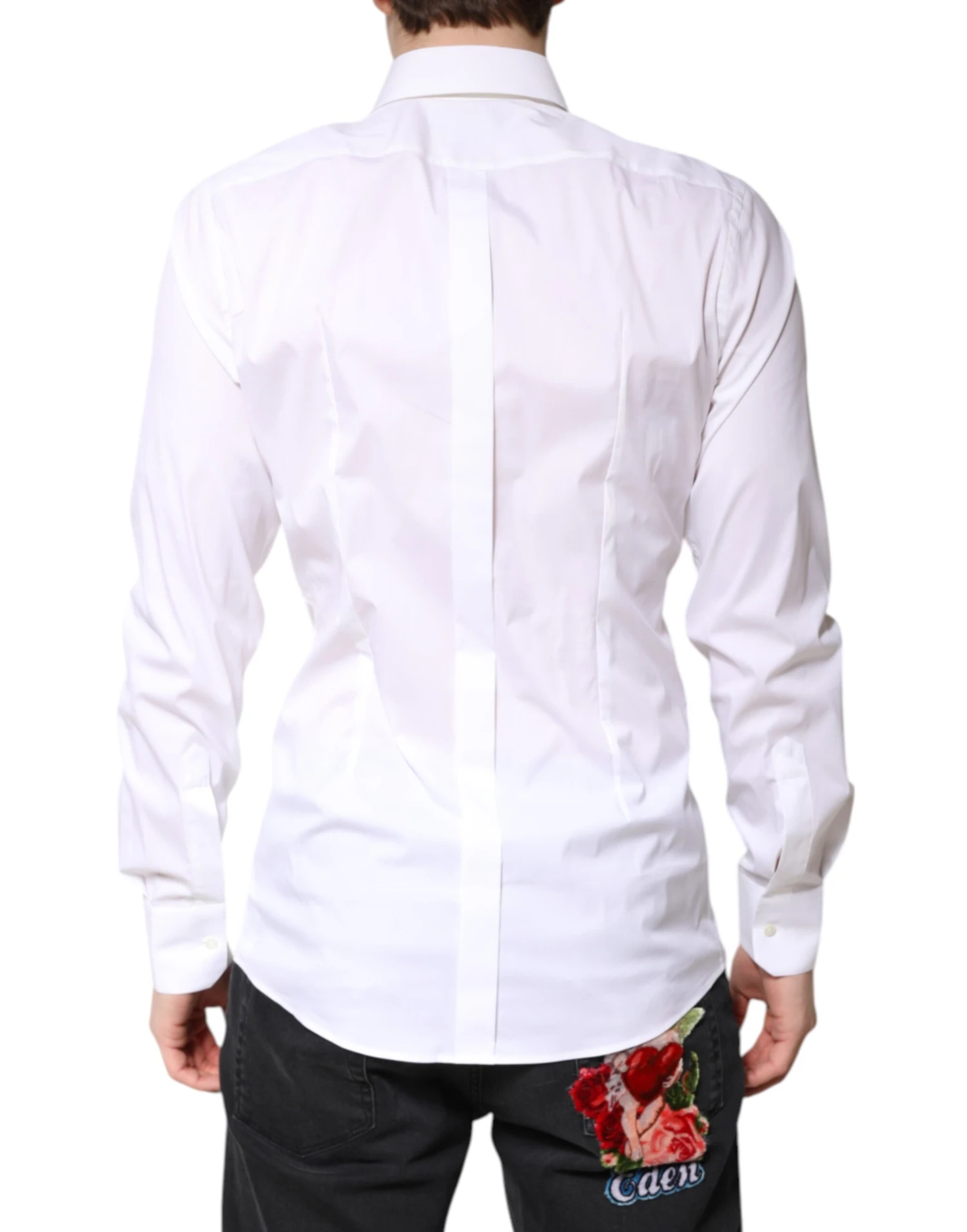 Dolce & Gabbana White Cotton GOLD Dress Formal Collared Men's Shirt 5 Dolce & Gabbana White Cotton GOLD Dress Formal Collared Men's Shirt - Image 3
