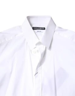 Dolce & Gabbana White Cotton GOLD Dress Formal Collared Men's Shirt 9 Dolce & Gabbana White Cotton GOLD Dress Formal Collared Men's Shirt -Lux Lair Store 7010281