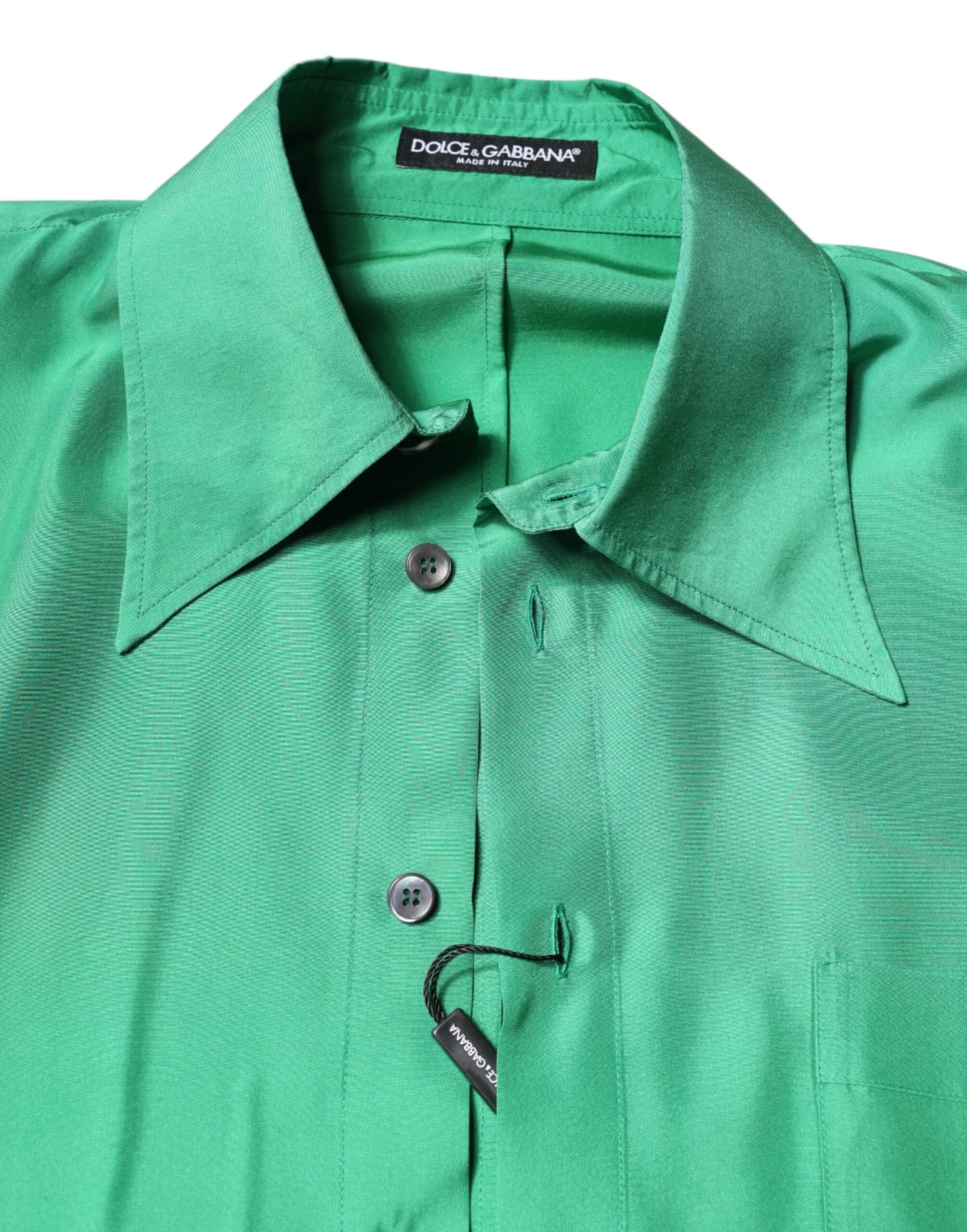 Dolce & Gabbana Green Silk Satin Long Sleeves Casual Men's Shirt (Pre-Owned) 6 Dolce & Gabbana Green Silk Satin Long Sleeves Casual Men's Shirt (Pre-Owned) - Image 4