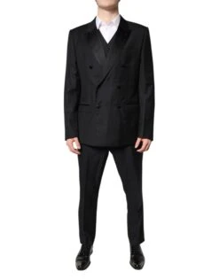 Dolce & Gabbana Black Double Breasted Formal 3 Piece Men's Suit