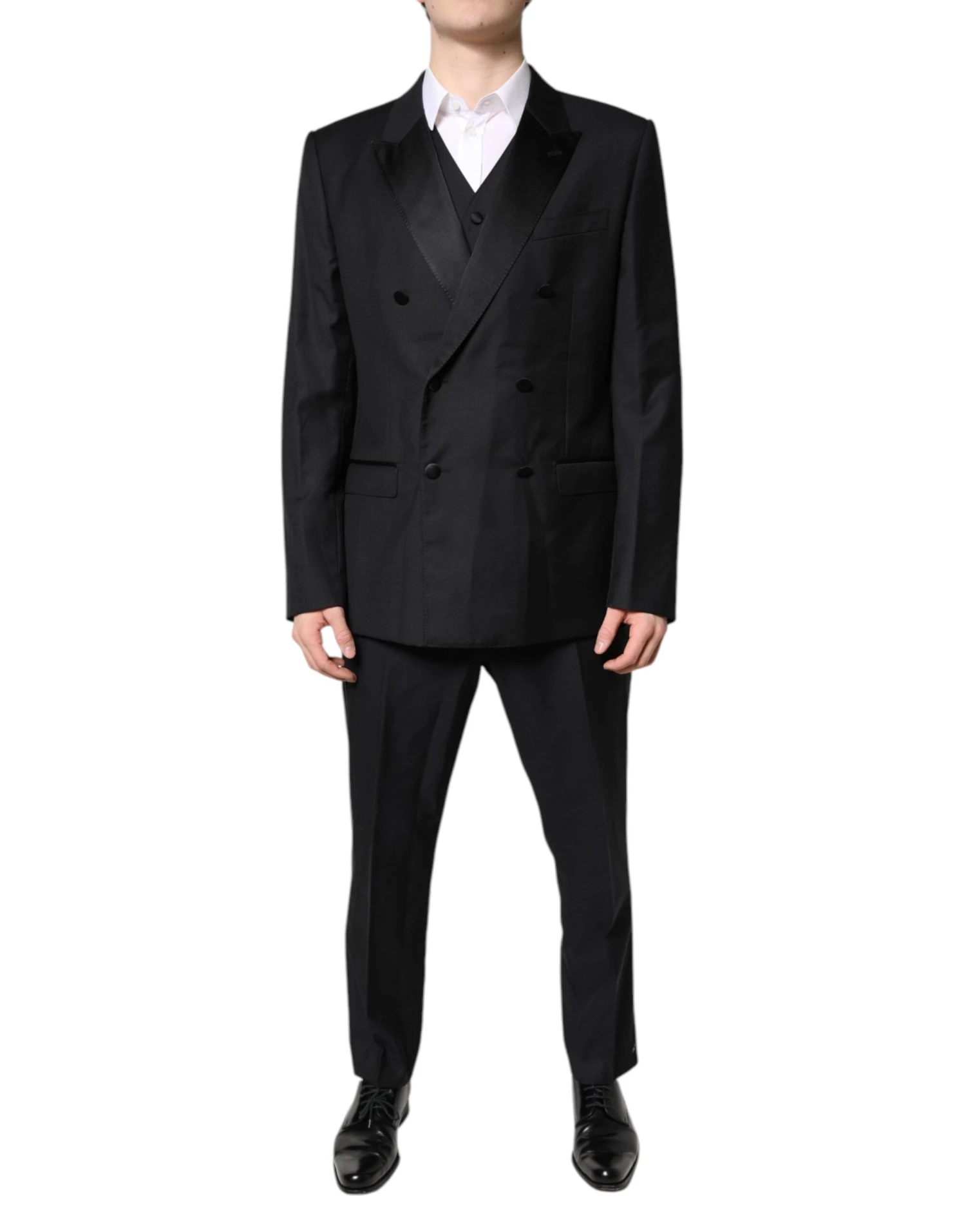 Dolce & Gabbana Black Double Breasted Formal 3 Piece Men's Suit 3 Dolce & Gabbana Black Double Breasted Formal 3 Piece Men's Suit