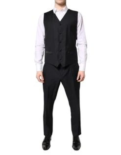 Dolce & Gabbana Black Double Breasted Formal 3 Piece Men's Suit 10 Dolce & Gabbana Black Double Breasted Formal 3 Piece Men's Suit -Lux Lair Store 7011336