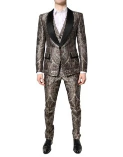 Dolce & Gabbana Multicolor Jacquard Single Breasted 3 Piece Men's Suit