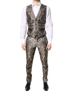 Dolce & Gabbana Multicolor Jacquard Single Breasted 3 Piece Men's Suit -Lux Lair Store 7011384