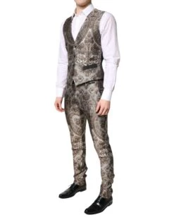 Dolce & Gabbana Multicolor Jacquard Single Breasted 3 Piece Men's Suit -Lux Lair Store 7011385