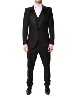 Dolce & Gabbana Black Single Breasted Formal 3 Piece Men's Suit