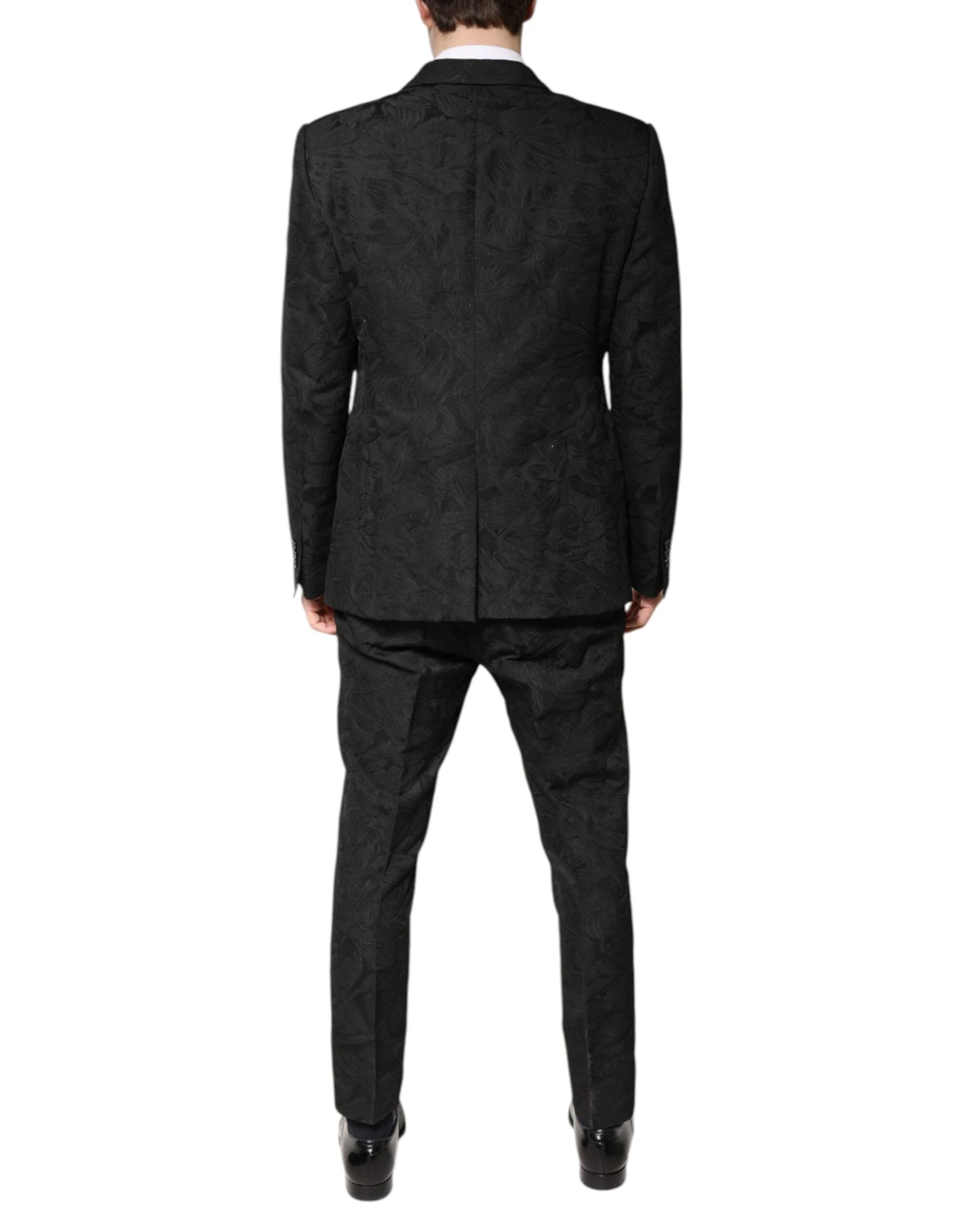 Dolce & Gabbana Black Polyester Floral Jacquard 2 Piece Men's Suit 5 Dolce & Gabbana Black Polyester Floral Jacquard 2 Piece Men's Suit - Image 3