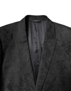 Dolce & Gabbana Black Polyester Floral Jacquard 2 Piece Men's Suit 10 Dolce & Gabbana Black Polyester Floral Jacquard 2 Piece Men's Suit -Lux Lair Store 7011541