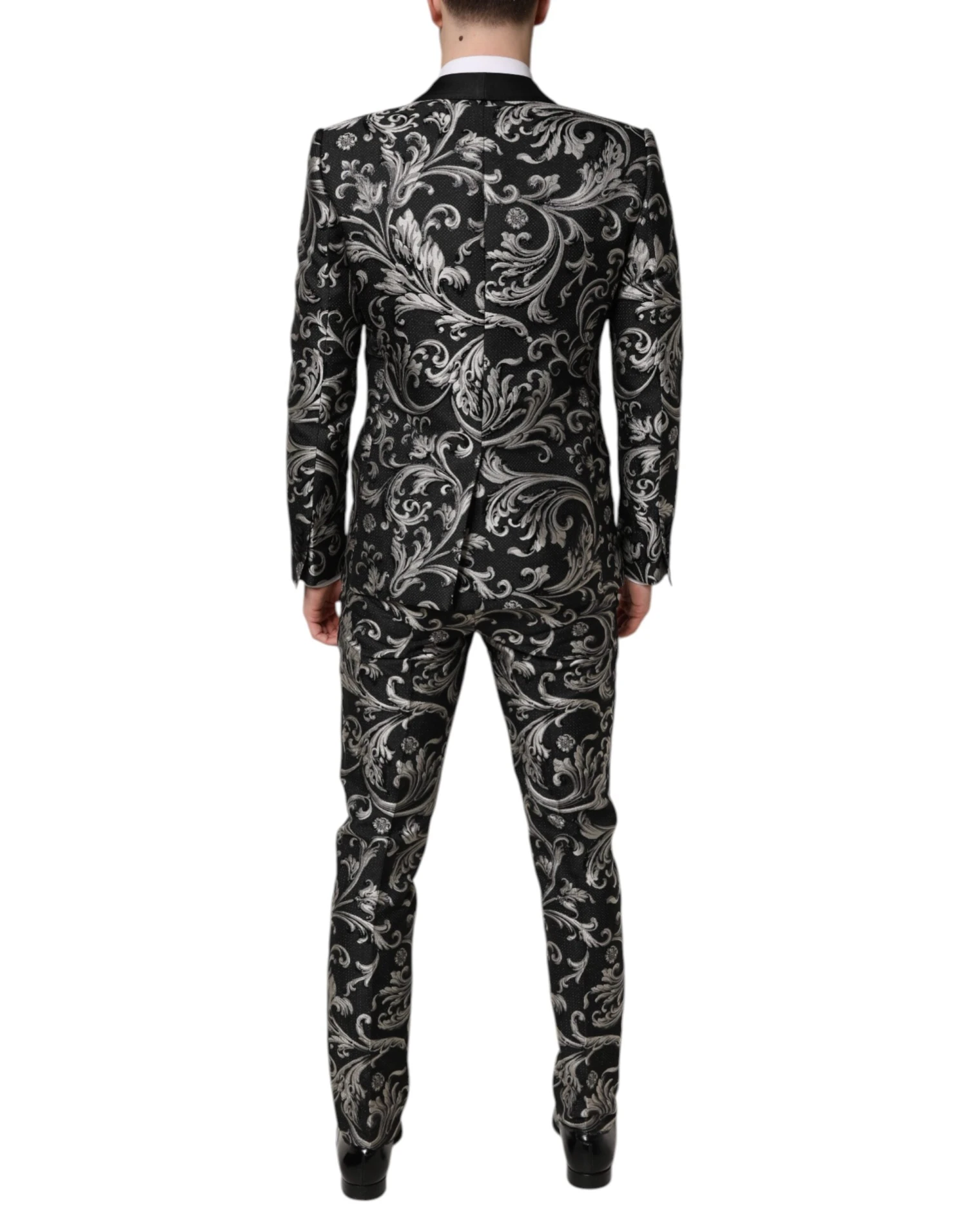 Dolce & Gabbana Black Gray MARTINI Jacquard Men 3 Piece Men's Suit 5 Dolce & Gabbana Black Gray MARTINI Jacquard Men 3 Piece Men's Suit - Image 3