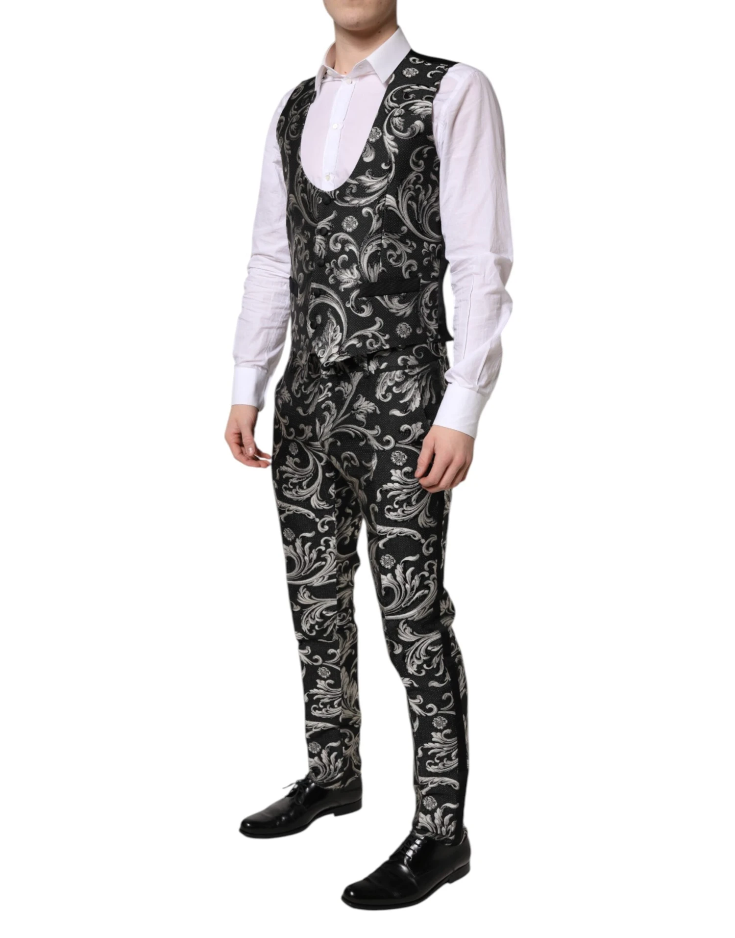 Dolce & Gabbana Black Gray MARTINI Jacquard Men 3 Piece Men's Suit 7 Dolce & Gabbana Black Gray MARTINI Jacquard Men 3 Piece Men's Suit - Image 5