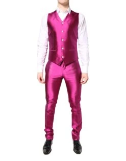 Dolce & Gabbana Pink SICILIA Double Breasted 3 Piece Men's Suit -Lux Lair Store 7090048