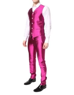 Dolce & Gabbana Pink SICILIA Double Breasted 3 Piece Men's Suit -Lux Lair Store 7090057