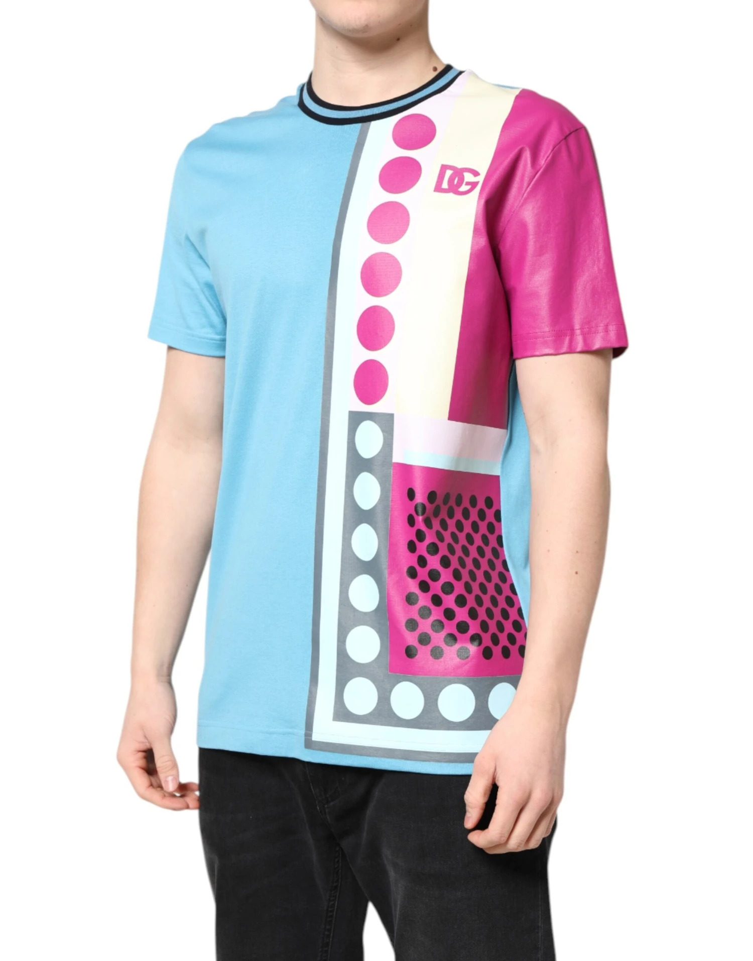 Dolce & Gabbana Multicolor Printed Logo Short Sleeve Men's T-shirt 4 Dolce & Gabbana Multicolor Printed Logo Short Sleeve Men's T-shirt - Image 2