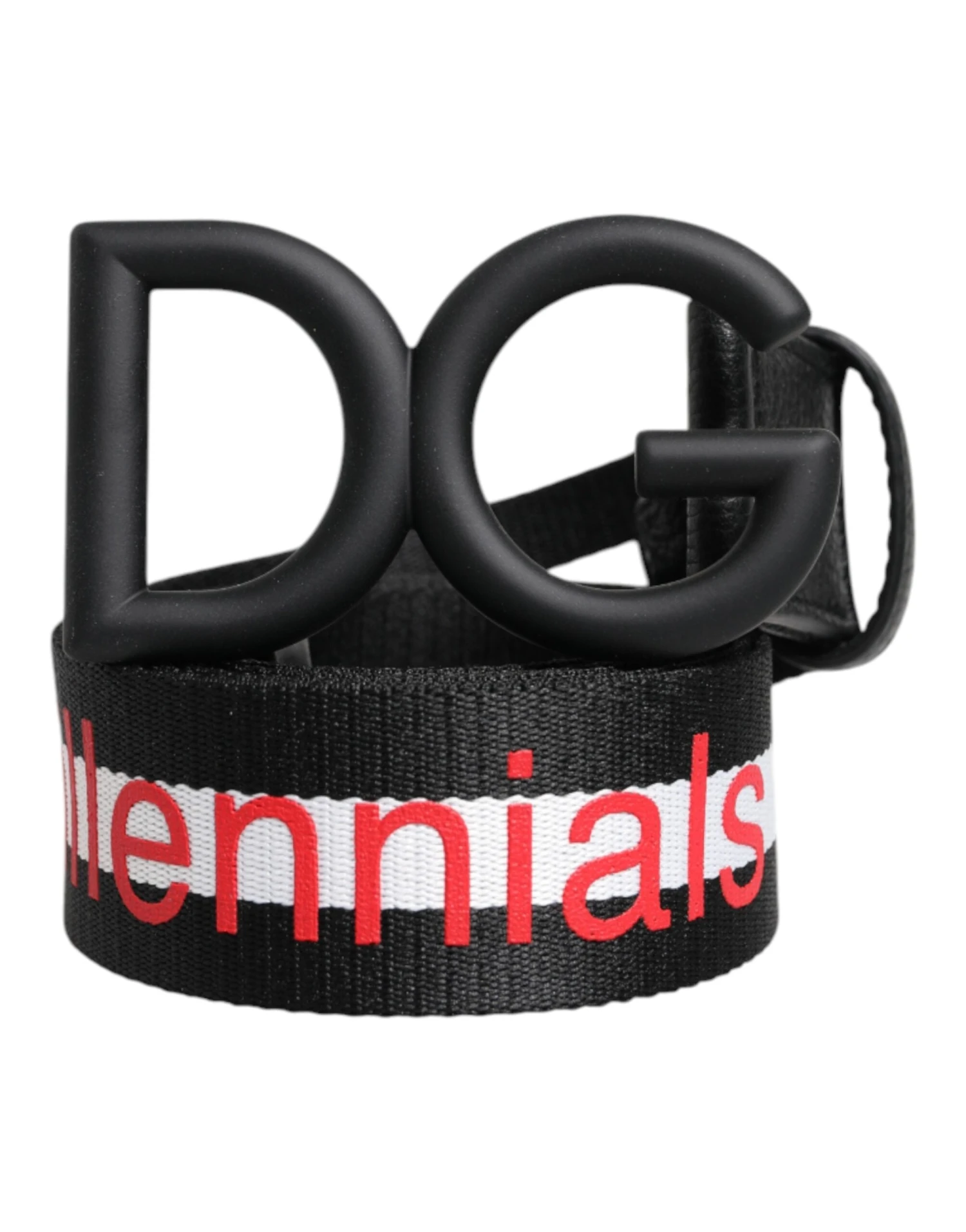 Dolce & Gabbana Black Polyester Logo Print DG Buckle Men's Belt 3 Dolce & Gabbana Black Polyester Logo Print DG Buckle Men's Belt