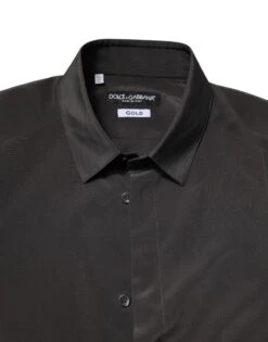 Dolce & Gabbana Dark Gray Silk GOLD Dress Formal Men's Shirt (Pre-Owned) -Lux Lair Store 7164693