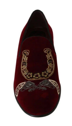 Dolce & Gabbana Bordeaux Velvet Loafers Gun Horseshoe Men's Shoes 10 Dolce & Gabbana Bordeaux Velvet Loafers Gun Horseshoe Men's Shoes -Lux Lair Store 7164966