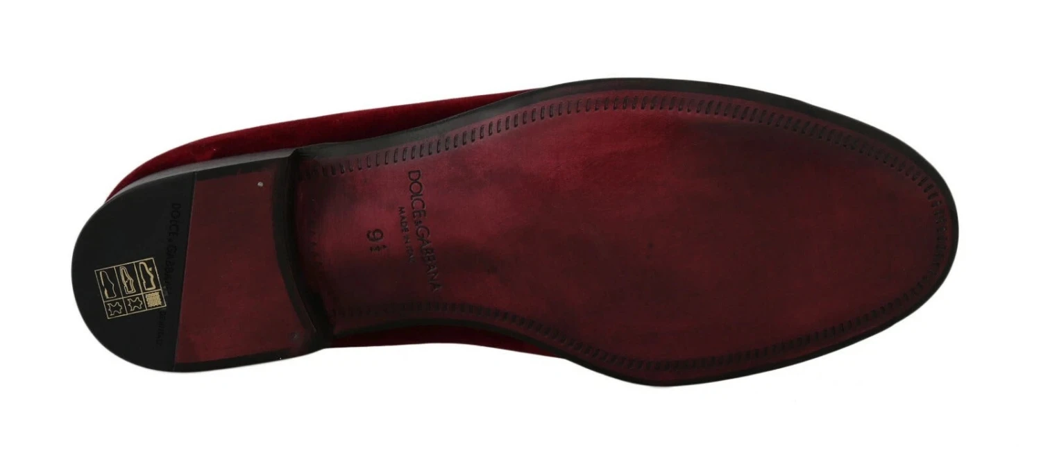 Dolce & Gabbana Bordeaux Velvet Loafers Gun Horseshoe Men's Shoes 6 Dolce & Gabbana Bordeaux Velvet Loafers Gun Horseshoe Men's Shoes - Image 4