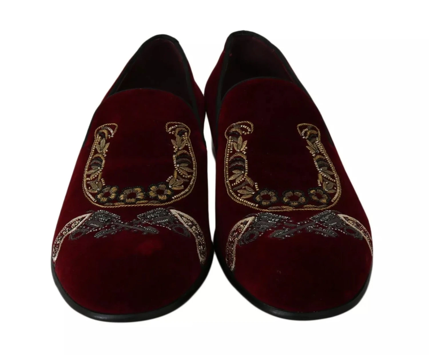 Dolce & Gabbana Bordeaux Velvet Loafers Gun Horseshoe Men's Shoes 8 Dolce & Gabbana Bordeaux Velvet Loafers Gun Horseshoe Men's Shoes - Image 6