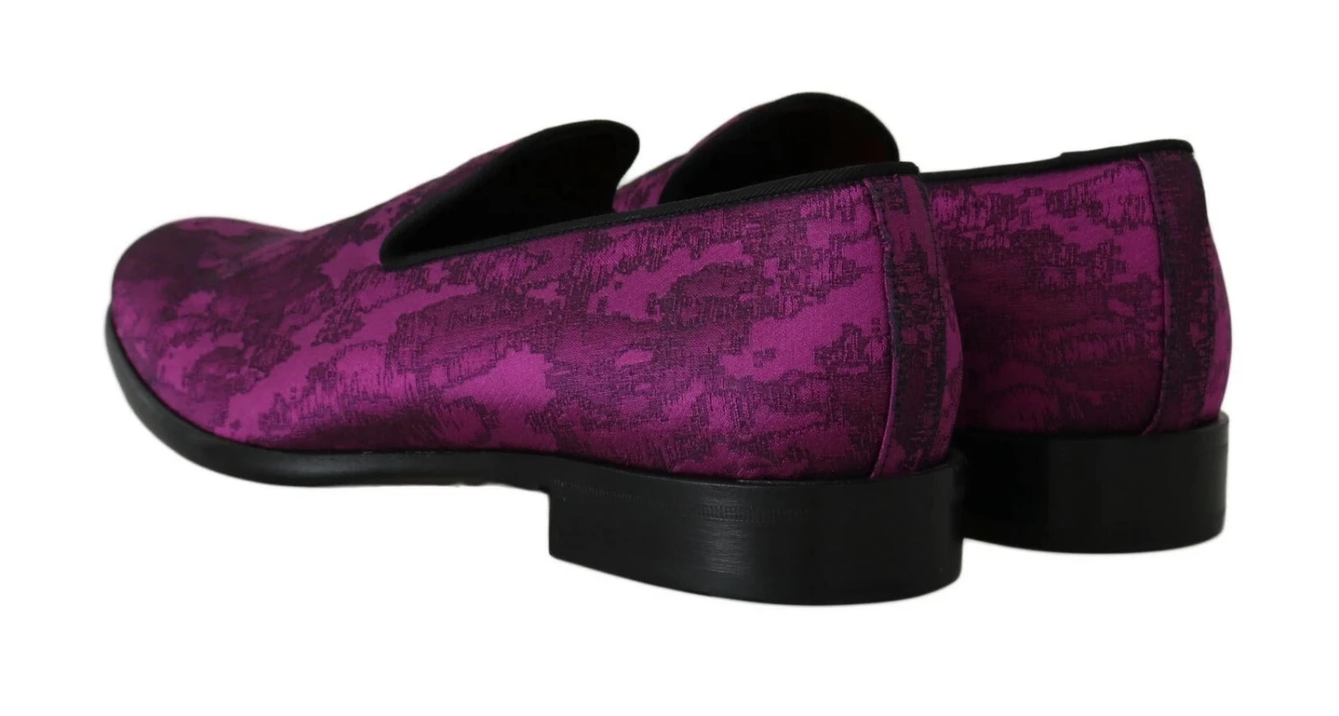 Dolce & Gabbana Purple Jacquard Loafers Dress Formal Men's Shoes 4 Dolce & Gabbana Purple Jacquard Loafers Dress Formal Men's Shoes - Image 2