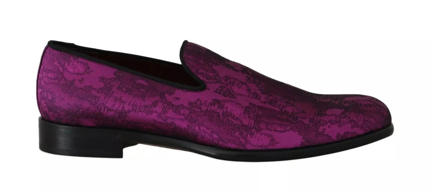 Dolce & Gabbana Purple Jacquard Loafers Dress Formal Men's Shoes 3 Dolce & Gabbana Purple Jacquard Loafers Dress Formal Men's Shoes