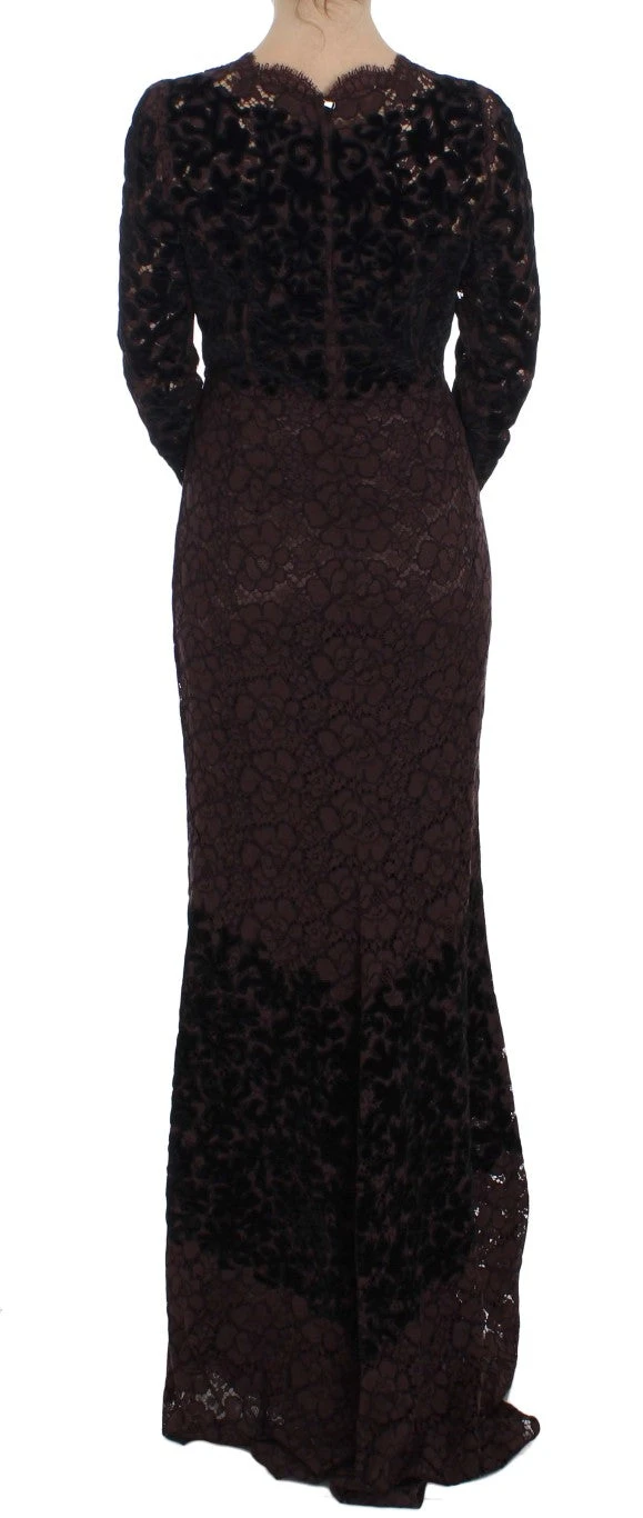 Dolce & Gabbana Purple Floral Lace Ricamo Maxi Women's Dress 5 Dolce & Gabbana Purple Floral Lace Ricamo Maxi Women's Dress - Image 3