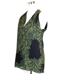 Gucci Women's Green Silk Halter Leaf Printed Top -Lux Lair Store 71vgh1mqddl. ul1500