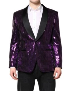 Dolce & Gabbana Purple SICILIA Sequin Embellish Coat Men's Jacket