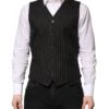 Dolce & Gabbana Black Stripes Wool Formal Men Waistcoat Men's Vest