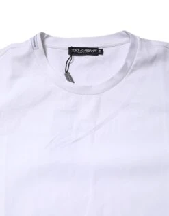Dolce & Gabbana White Cotton Short Sleeves Crew Neck Men's T-shirt -Lux Lair Store 7217210