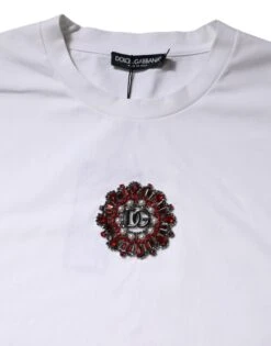 Dolce & Gabbana White Logo Embellish Short Sleeves Men's T-shirt (Pre-Owned) -Lux Lair Store 7217613