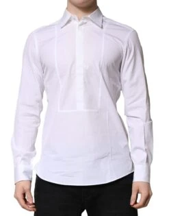 Dolce & Gabbana White Poplin Cotton Formal Men Dress Men's Shirt