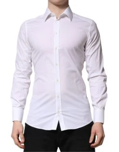 Dolce & Gabbana White GOLD Long Sleeves Men Dress Formal Men's Shirt