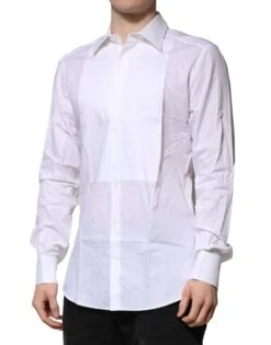 Dolce & Gabbana White Bib Cotton Poplin GOLD Men Formal Men's Shirt 7 Dolce & Gabbana White Bib Cotton Poplin GOLD Men Formal Men's Shirt -Lux Lair Store 7359946