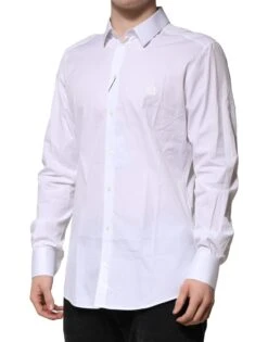 Dolce & Gabbana White Cotton GOLD Long Sleeves Formal Men's Shirt -Lux Lair Store 7460557