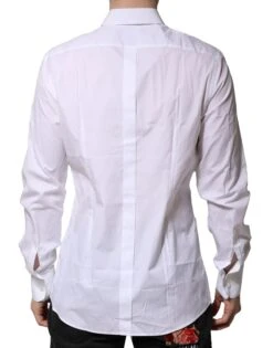 Dolce & Gabbana White Cotton GOLD Long Sleeves Formal Men's Shirt -Lux Lair Store 7460558