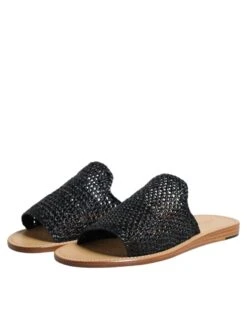 Dolce & Gabbana Black Monochrome Braided Raffia Slides Men's Shoes 11 Dolce & Gabbana Black Monochrome Braided Raffia Slides Men's Shoes -Lux Lair Store 7560675
