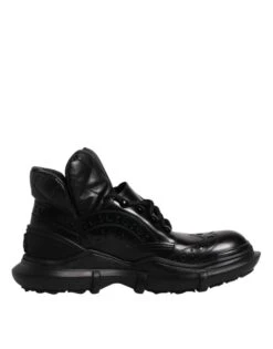 Dolce & Gabbana Black Leather Casual Mens Ankle Boots Men's Shoes