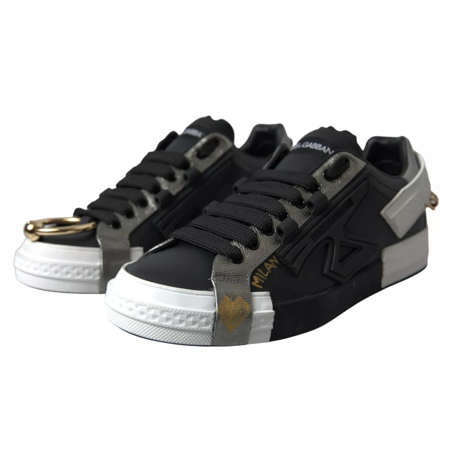 Dolce & Gabbana Black Leather Low Top Sneakers Portofino Men's Shoes 8 Dolce & Gabbana Black Leather Low Top Sneakers Portofino Men's Shoes - Image 6