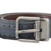 Dolce & Gabbana Blue Perforated Leather Gray Buckle Men's Belt -Lux Lair Store 7577560