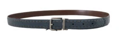 Dolce & Gabbana Blue Perforated Leather Gray Buckle Men's Belt -Lux Lair Store 7577563