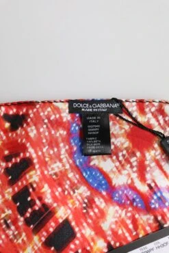 Dolce & Gabbana Black Multicolor Print Square Foulard Men's Scarf -Lux Lair Store 7594353