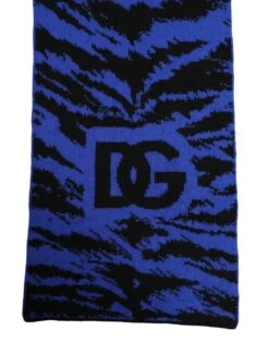 Dolce & Gabbana Blue Black Logo Neck Warmer Wrap Shawl Men's Scarf -Lux Lair Store 7595721