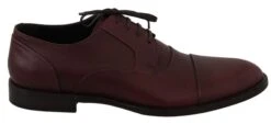 Dolce & Gabbana Red Bordeaux Leather Derby Formal Men's Shoes