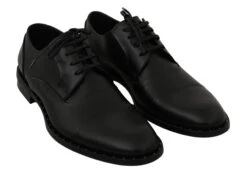 Dolce & Gabbana Black Leather Derby Formal Men's Shoes -Lux Lair Store 763026