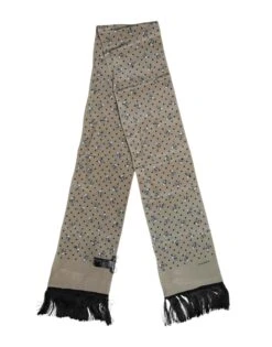 Dolce & Gabbana Gray Skulls Silk Fringes Men Foulard Men's Scarf