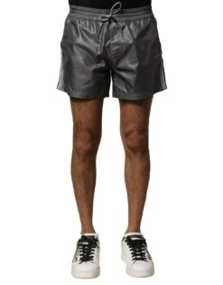 Dolce & Gabbana Gray Polyester Mid Waist Casual Bermuda Men's Shorts