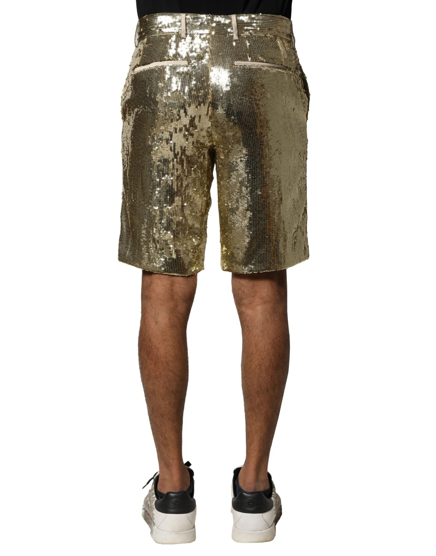 Dolce & Gabbana Gold Sequin Polyester Embellished Bermuda Men's Shorts 5 Dolce & Gabbana Gold Sequin Polyester Embellished Bermuda Men's Shorts - Image 3