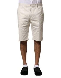 Dolce & Gabbana Beige Cotton Stretch Mid Waist Bermuda Men's Shorts